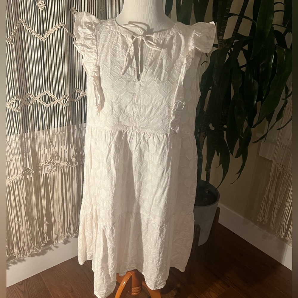 Linen Ruffle Shoulder Mini Dress - Picture 4 of 4